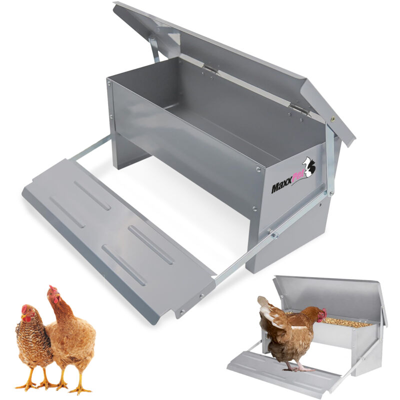 Mangeoire pour Poules - Abreuvoir pour Volaille - Distributeur de Nourriture avec Pédale - Mangeoire à Pédale pour Poules - Silo à Nourriture - 5Kg