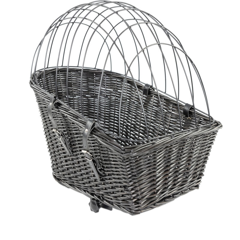 Maxxpet - Panier Vélo pour Chien – Panier pour Chien – pour Porte-Bagages - Panier de vélo en Osier pour Petits Chiens – 55x35x51,5 cm – Noir