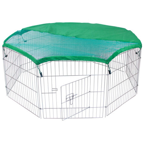 MaxxPet Parque de Conejos con Tapa - Parque de Conejos - Parque de Conejos con Sombrilla - Jaula para roedores - Parque para Mascotas - 80 x 75 cm x 8 piezas