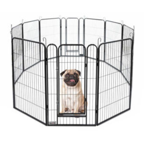 MaxxPet Parque para perros – Valla para perros interior y exterior - Parque para cachorros, conejos y otras mascotas - Zona de juegos plegable – Jaula con 12 paneles – 100x60 cm - Incl. cuenco