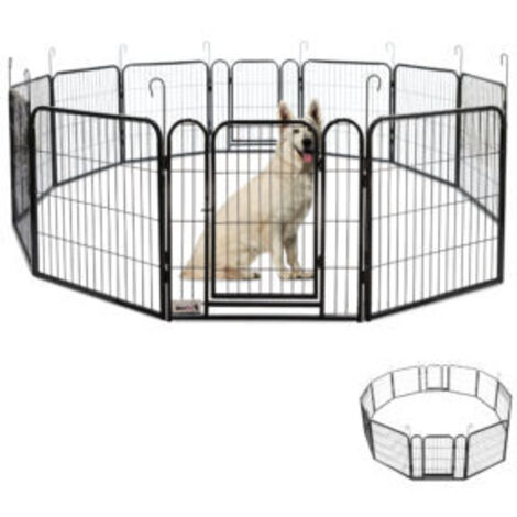 MaxxPet Parque para perros – Valla para perros interior y exterior - Parque para cachorros, conejos y otras mascotas - Zona de juegos plegable – Jaula con 12 paneles – 60x60 cm - Incl. cuenco