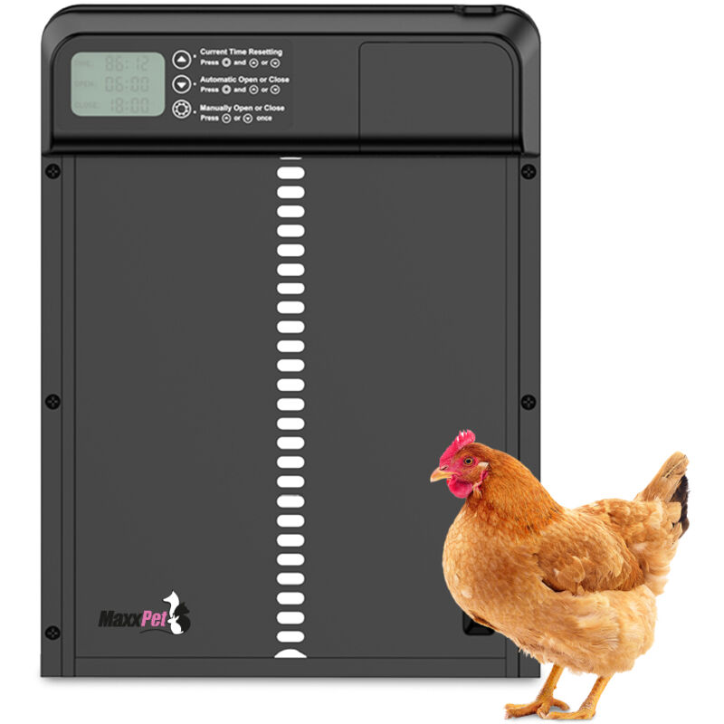 Porte Poulailler Automatique – Porte Automatique Poules – Ouvre-Porte de Poulailler – 25x5x33 cm - Maxxpet