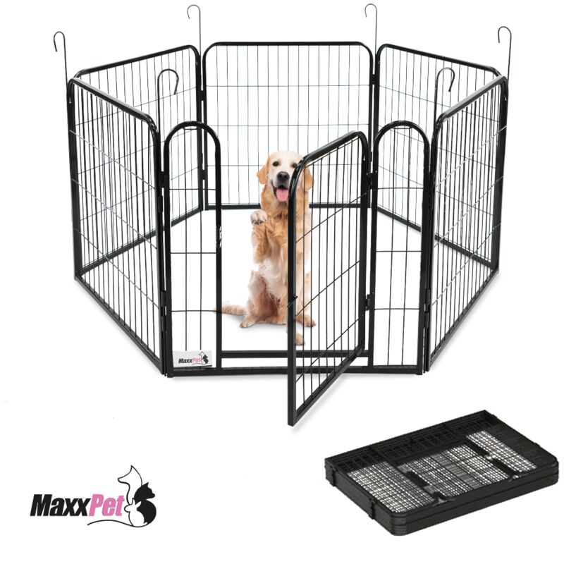 Maxxpet - Puppy Run - Banc pour chien - Parc pour chien - Parc pour chiot avec 6 panneaux - Acier - 60 x 60 cm