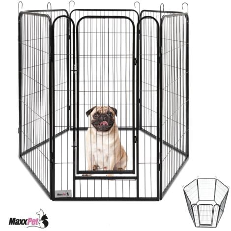 MaxxPet Puppy Run - Banc pour chien - Parc pour chien - Parc pour chiot avec 6 panneaux de chenil - Acier -100 x 60 cm