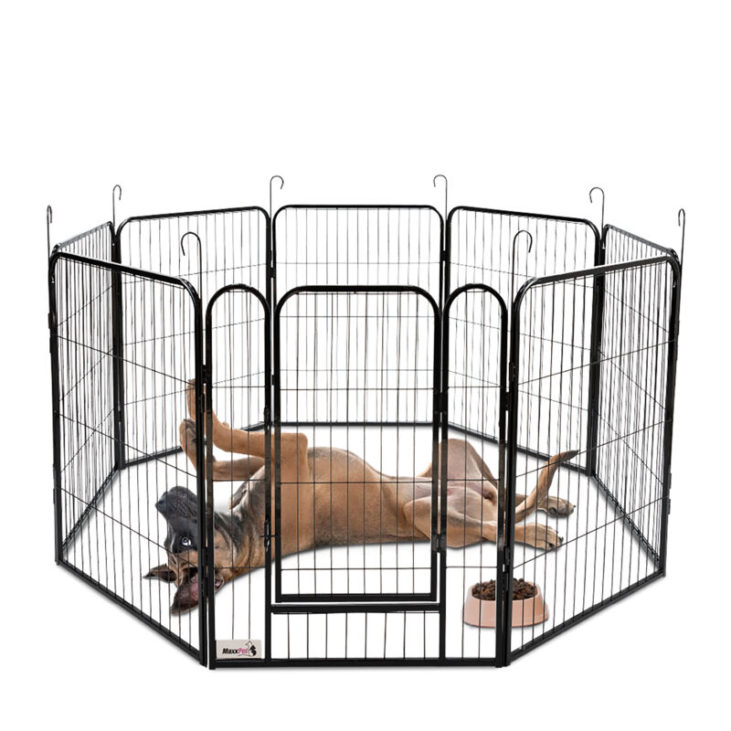 Maxxpet - Enclos pour Chien – Parc à Chiot Métal - Enclos Lapin – Pliable avec 8 Panneaux – 78x60 cm - Parc Chat - Clôture pour Intérieur et