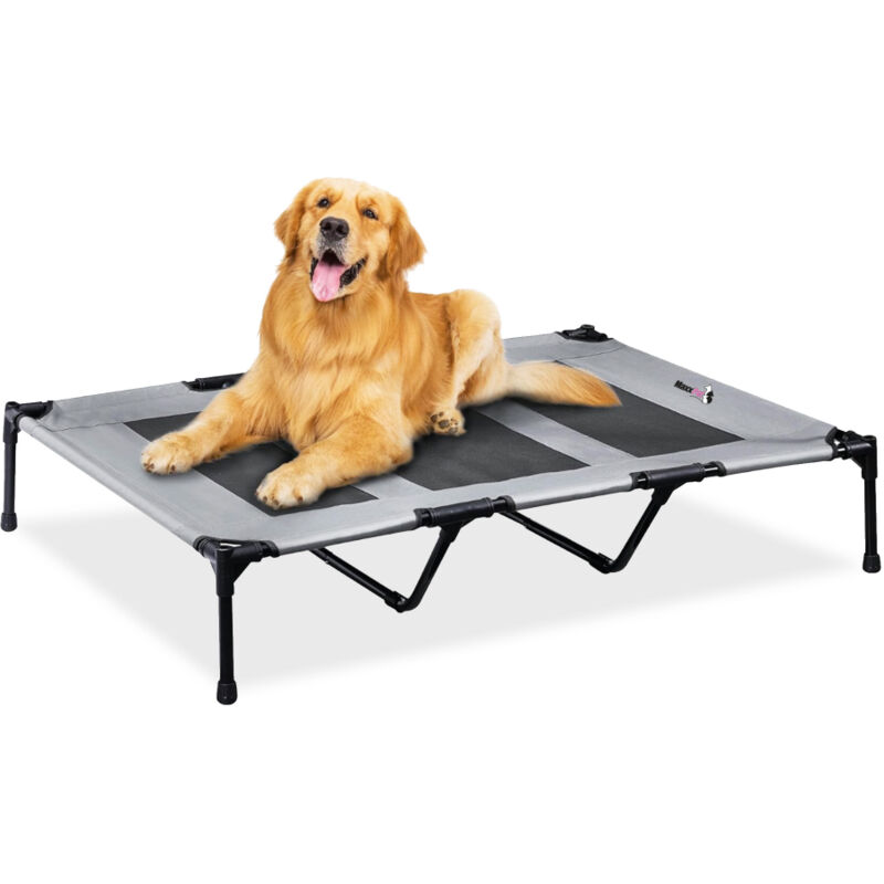 Transat pour Chiens - Lit pour Chiens Pliable - Lit de Repos Rafraîchissant pour Chiens - Hamac pour Chiens Portable - 122x91x23cm - Gris - Maxxpet