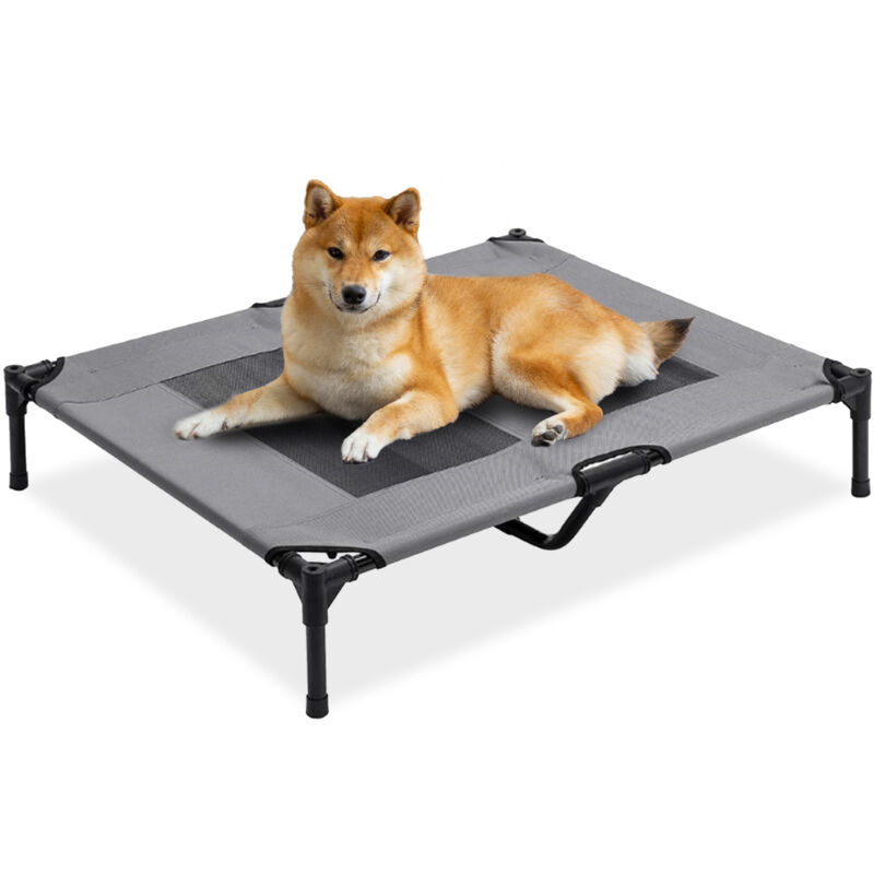 Lit pour Chien Élévé – Lit Pliable pour Chien – Lit Rafraîchissant – Hamac pour Chien – Portable – 91x76x18 cm – Gris - Maxxpet
