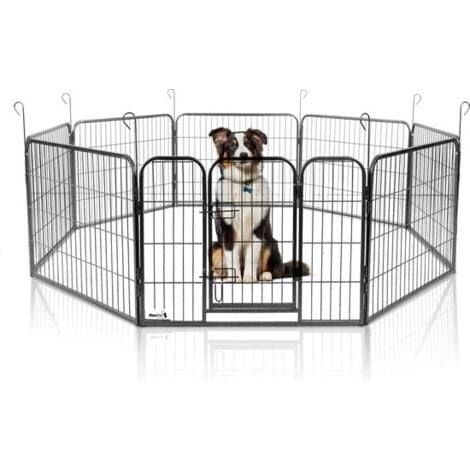 MaxxPet Welpenauslauf 80x60 cm - 8 Paneele - Laufgitter - Hundegehege - Laufstall für Hunde Kaninchen - Welpenlaufstall - Schwarz