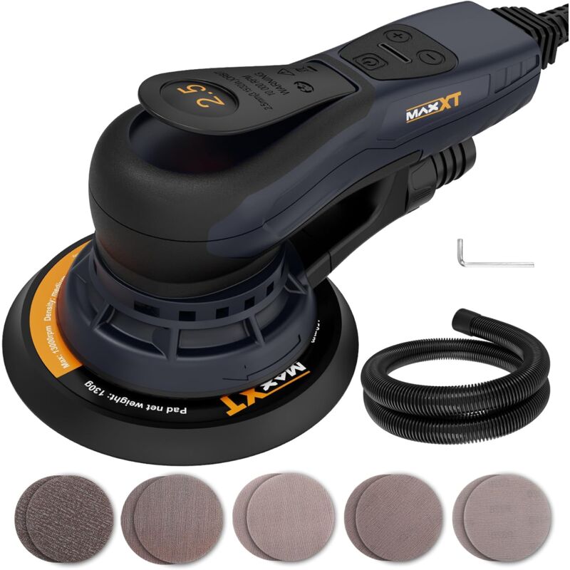 Ponceuse Excentrique Sans Fil 2.5mm Brushless 230V avec Câblage à Trois Conducteurs : Ponceuse Électrique Polyvalente à Vitesse Variable - Maxxt