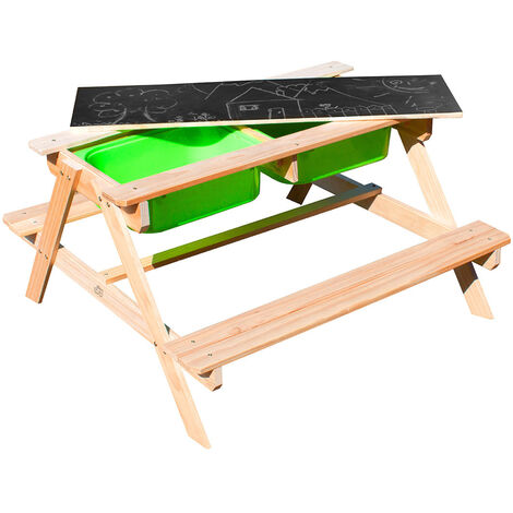 MaxxToys Table à sable et à eau - Table de pique-nique en bois - 90x90x50 cm
