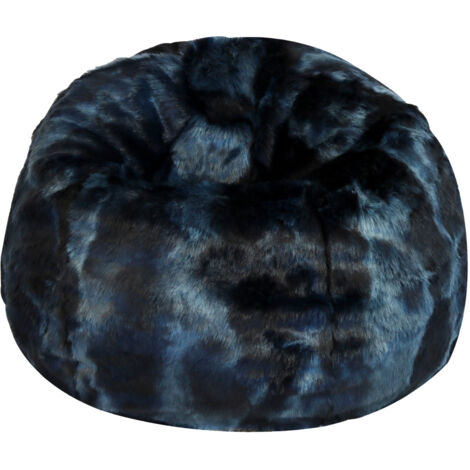 Maxy Pouf 80x80x70 cm in Pelliccia Sintetica Nuvola Blu