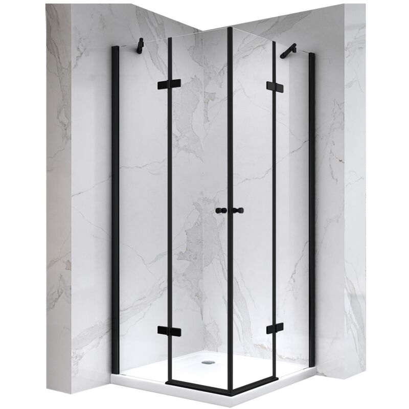 Saniverre - maya-black Cabine porte de douche d'angle h 190 cm, 70 x 70 cm, verre transparent