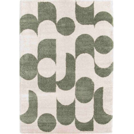 MAYA GRAPHIQUE - Tapix doux design moderne vert 160x230