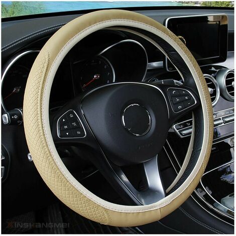 Mayco Bell Funda para volante de coche de piel de microfibra mediana (14,5 a 15 pulgadas, color beige)