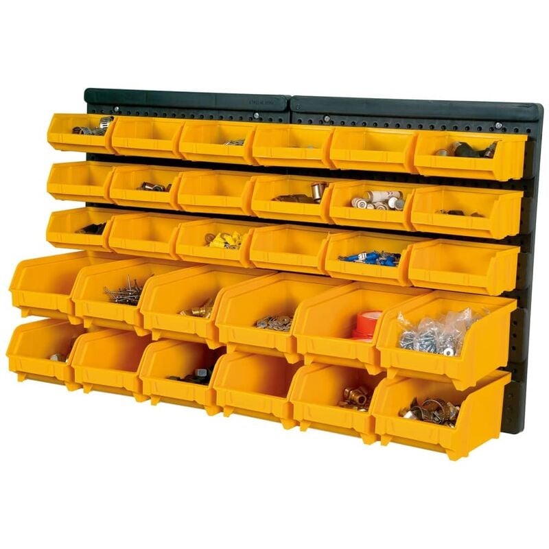 Berkfield Home - Mayfair 32 Piece Storage Bin Kit with Wall Panels Yellow and Black