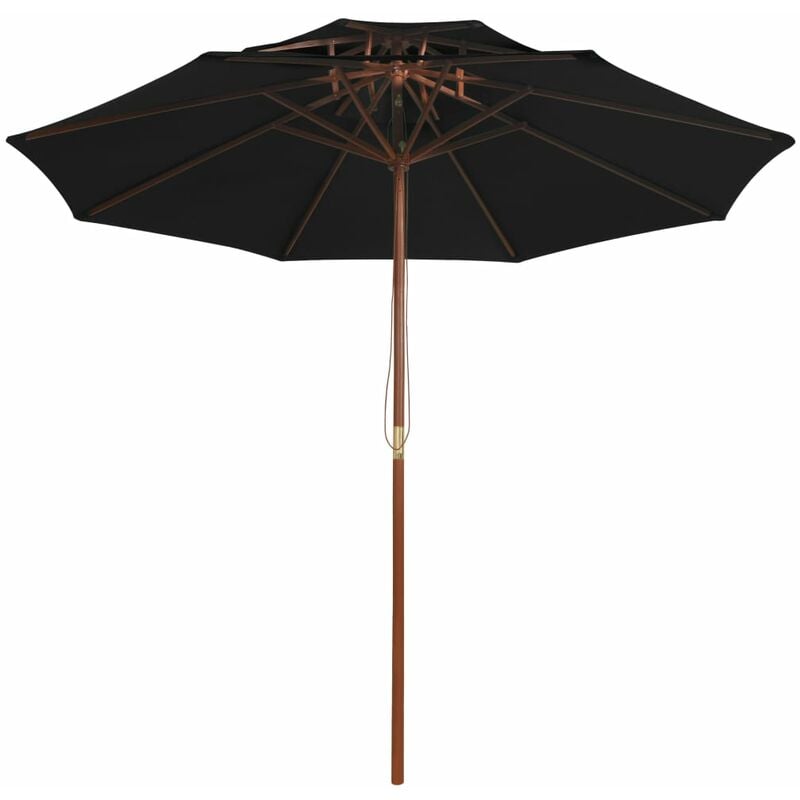 Mayfair Double Decker Parasol with Wooden Pole Black 270 cm