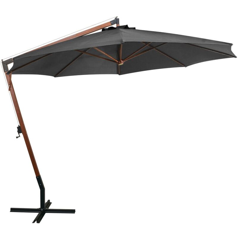 Mayfair Hanging Parasol with Pole Anthracite 3.5x2.9 m Solid Fir Wood