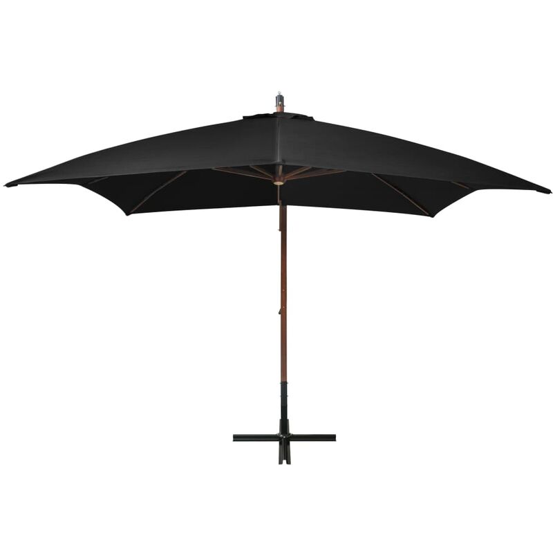 Mayfair Hanging Parasol with Pole Black 3x3 m Solid Fir Wood