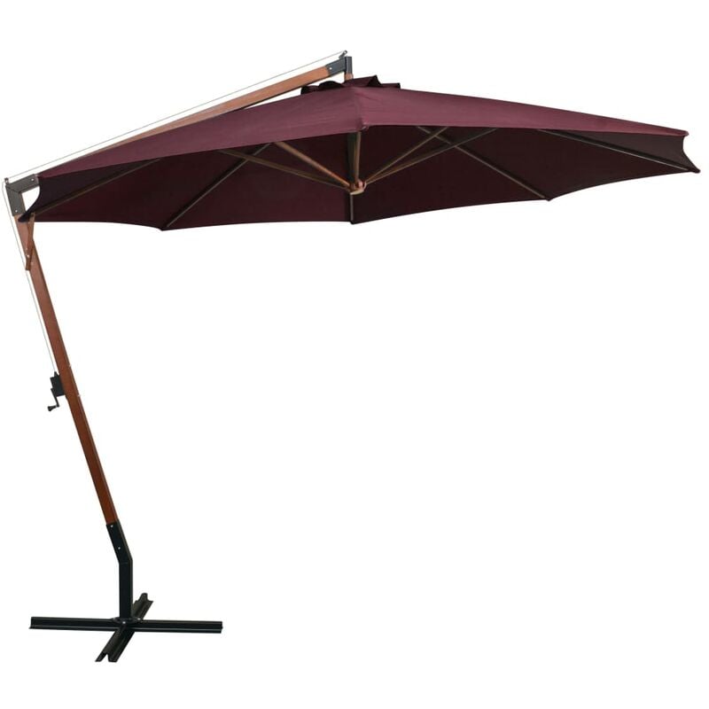 Mayfair Hanging Parasol with Pole Bordeaux Red 3.5x2.9 m Solid Fir Wood