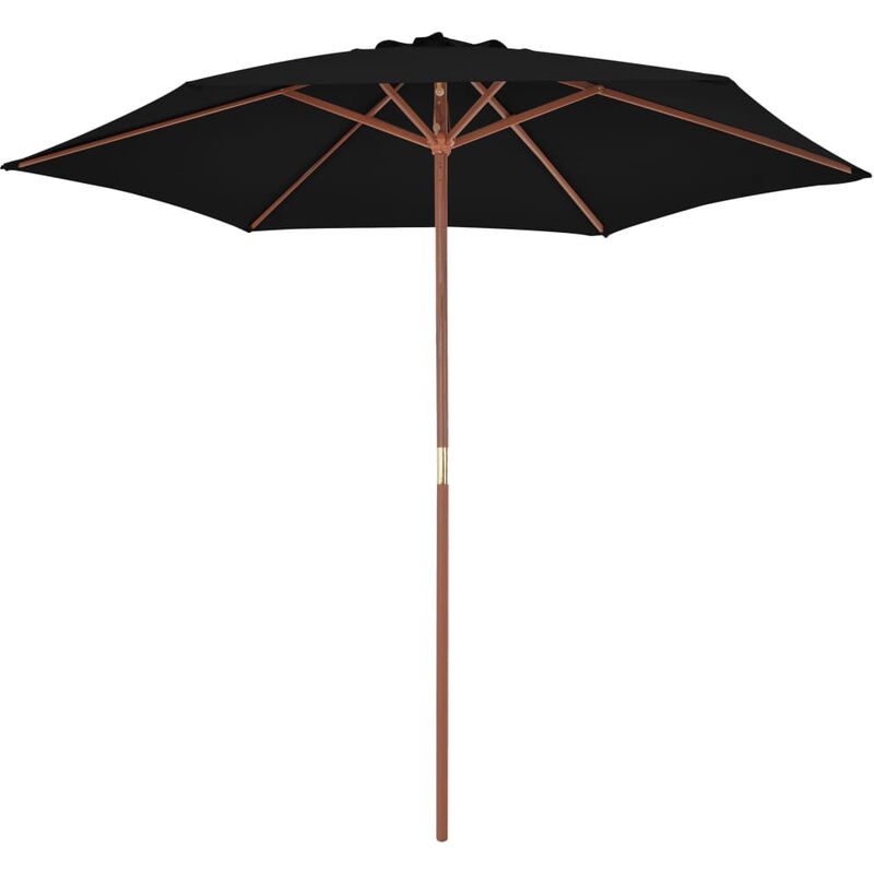 Mayfair Outdoor Parasol with Wooden Pole Black 270 cm