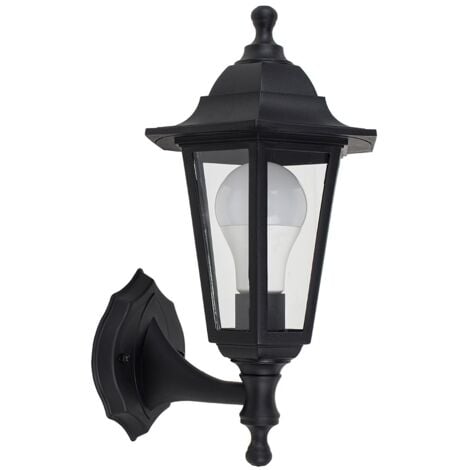 Mayfair Traditional Style Black Outdoor Security IP44 Rated Wall Light Lantern with LED Bulb