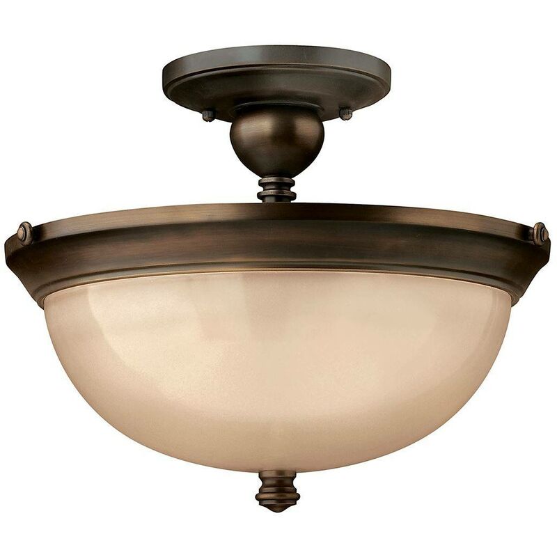 Elstead Mayflower - 3 Light Semi Flush Ceiling Light Olde Bronze, E27