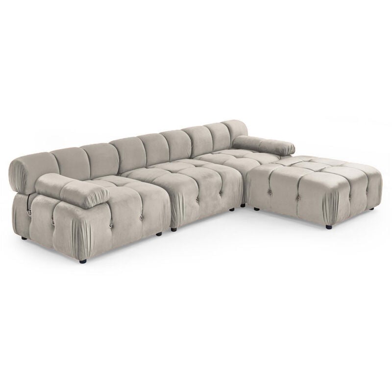Canapé d'angle Beige Velours Contemporain Confort
