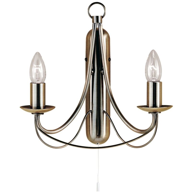 Applique Industrial-Nordico Maypole Acciaio Ottone 2 Luci E14