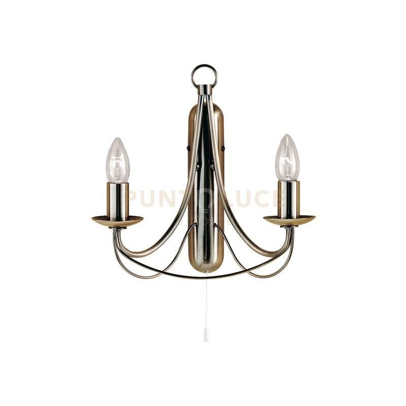 Searchlight - Applique Industrial-Nordico Maypole Acciaio Ottone 2 Luci E14