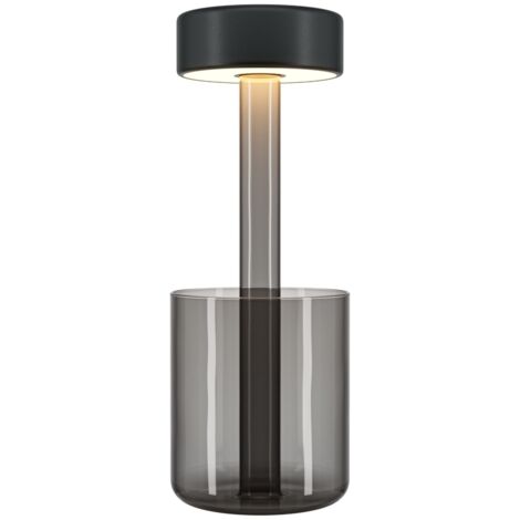 Maytoni AI Collaboration Lampada da tavolo moderna a LED integrata ricaricabile dimmerabile con controllo touch grigio 120lm e paralume nero