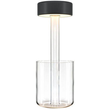 Maytoni AI Collaboration Lampada da tavolo moderna a LED integrata ricaricabile dimmerabile con controllo touch trasparente 120lm paralume nero