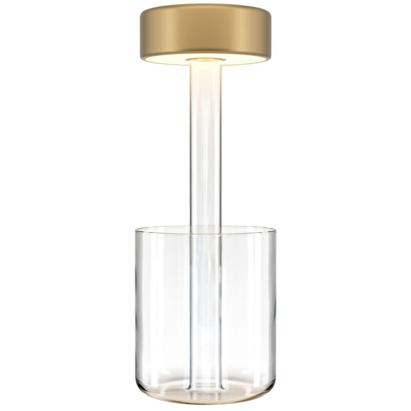 Maytoni AI Collaboration Lampe de table LED intégrée rechargeable moderne, intensité variable, transparente, commande tactile, abat-jour doré 120 lm Maytoni AI Collaboration Lampe de table LED intégrée rechargeable moderne, intensité variable, transparente, commande tactile, abat-jour doré 120 lm