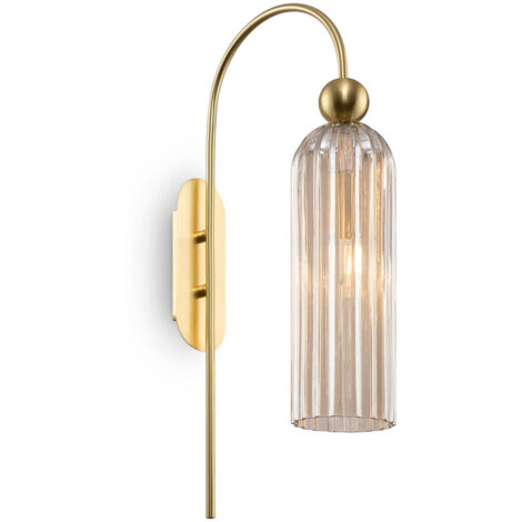 Maytoni Antic Lampada da parete moderna oro, paralume in vetro cognac