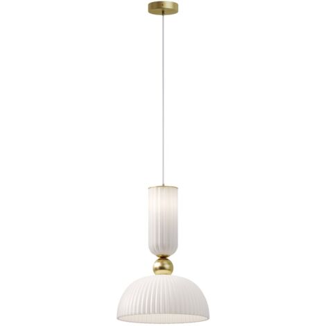 Maytoni Antic Lampadario a sospensione moderno a cupola oro 2700K 510lm 1xE27 paralume bianco