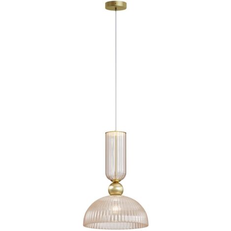 Maytoni Antic Lampadario moderno a sospensione a cupola oro 2700K 510lm 1xE27 paralume cognac