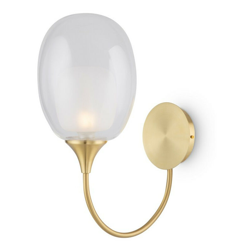 Image of Applique Contemporanea Aura Struttura Metallo Ottone 1 Luce Diffusore Vetro - Ottone