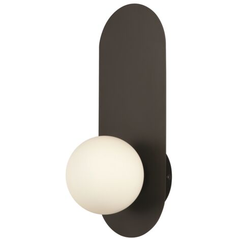 Maytoni Bao Applique moderne a globo nere con paralume bianco 1xG9
