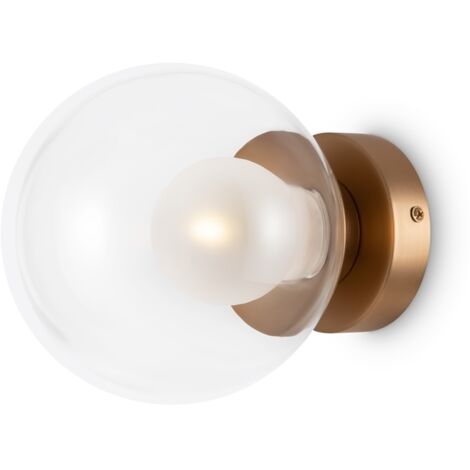 Maytoni Basic Form Moderne lampade da parete a globo da 15 cm con paralume in vetro dorato 1xG9
