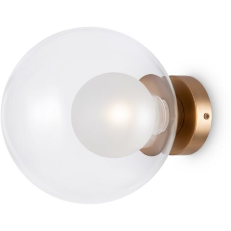 Maytoni Basic Form Moderne lampade da parete a globo da 20 cm, oro, paralume in vetro 1xG9