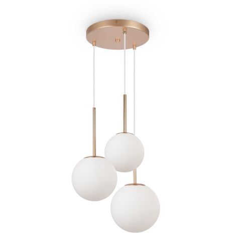 Maytoni Basic Form sospensione 3xE14 ottone vetro bianco
