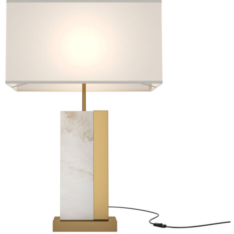 Maytoni Bianco Lampada da tavolo moderna con paralume in ottone E27
