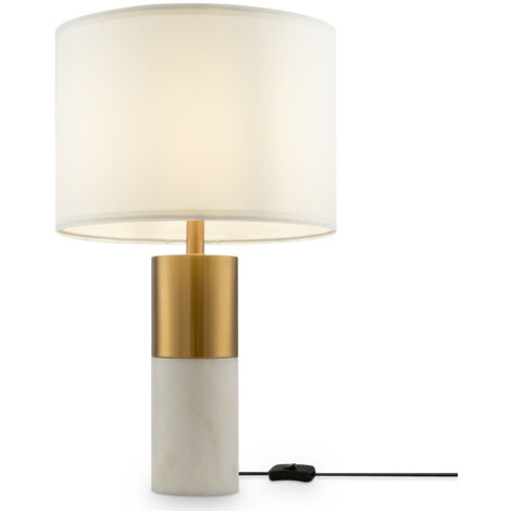 Maytoni Bianco Lampada da tavolo moderna con paralume tondo in ottone E27