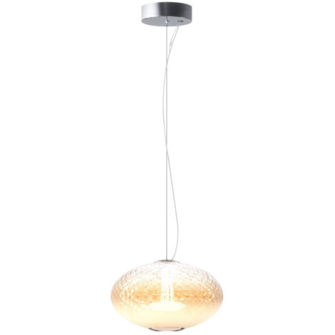 Maytoni Bruma Plafonnier moderne à globe plat, intensité variable, chrome, 2 700 K, 1 500 lm, abat-jour blanc