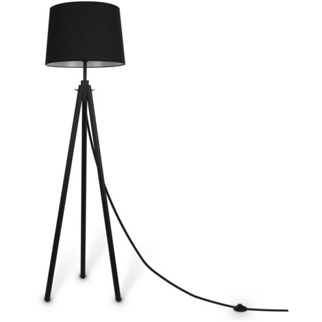 Maytoni Calvin Lampada da terra moderna a treppiede nera 1xE27