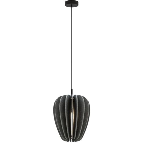 Maytoni Cambio Slim Lampadario moderno a sospensione nero 1xE27 paralume grigio