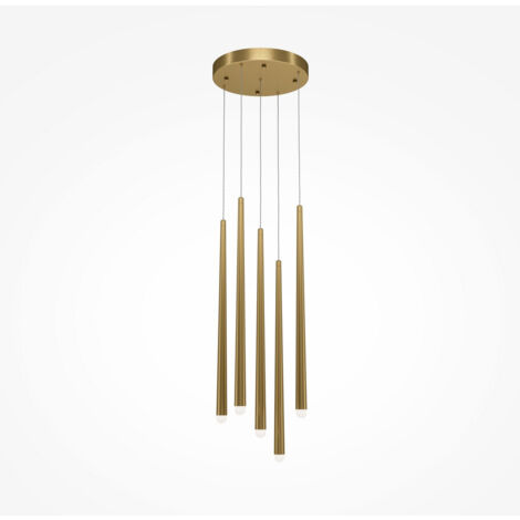 Maytoni Cascade Plafonnier suspendu moderne à 5 lumières en laiton intégré LED 4000K