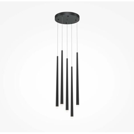 Maytoni Cascade Plafonnier suspendu moderne noir 4000 K 1650 lm 5 LED abat-jour blanc