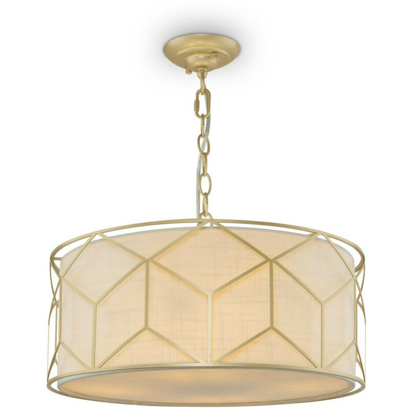 Classic - Messina Classic Messina 4 Light Gold Pendant Ceiling Light Fabric Shade - Maytoni