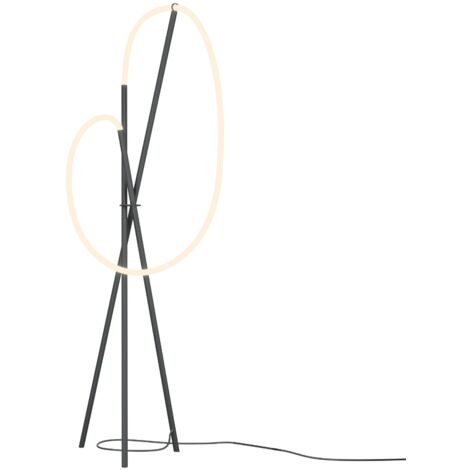 Maytoni Crochet Lampada da terra moderna con treppiede dimmerabile, nera 3000K, paralume bianco 2500lm