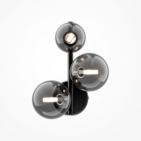 Maytoni Dallas Applique murale moderne à 3 lumières noir, abat-jour fumé, G9